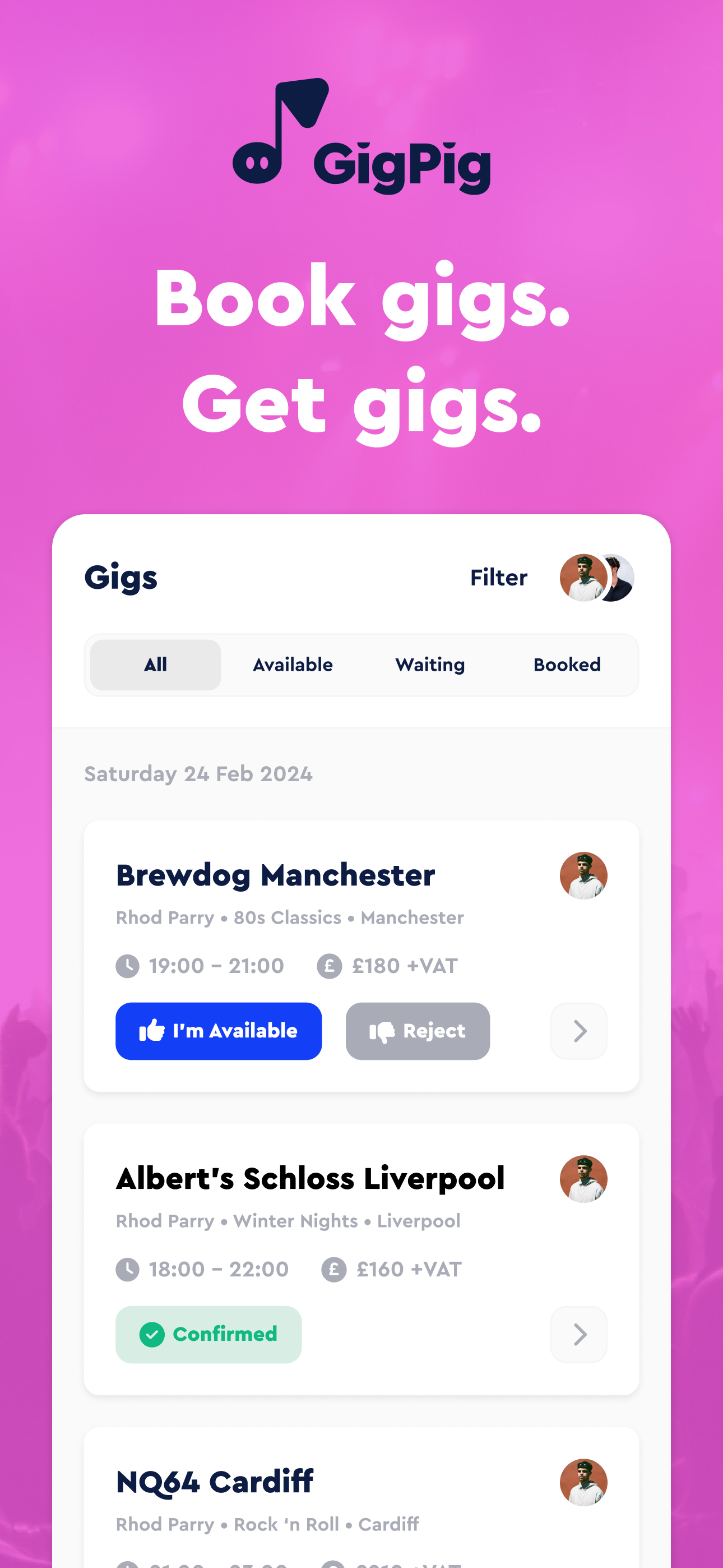 GigPig: Book Gigs. Get Gigs.