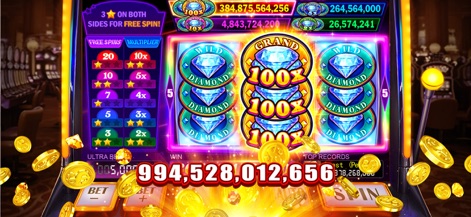 Classic Slots™ - Casino Games - Marvel at the powerful "WILD DIAMOND 100%" symbols delivering substantial wins, clearly supported by the comprehensive "FREE SPINS" and multiplier table.