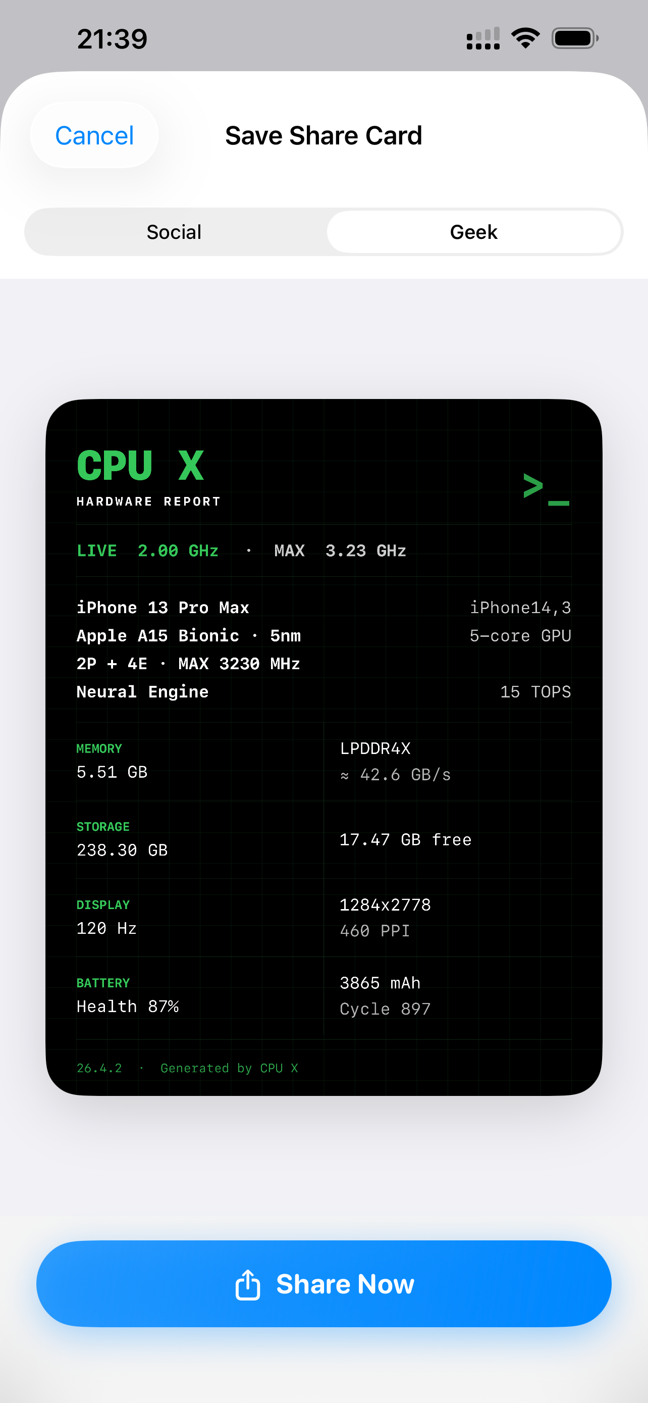 CPU X screenshot 10
