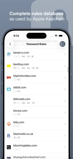 Captura de pantalla de Passwords Inspector en iPhone 2
