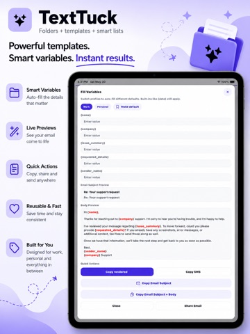 TextTuck: Snippets & Templates iPad screenshot
