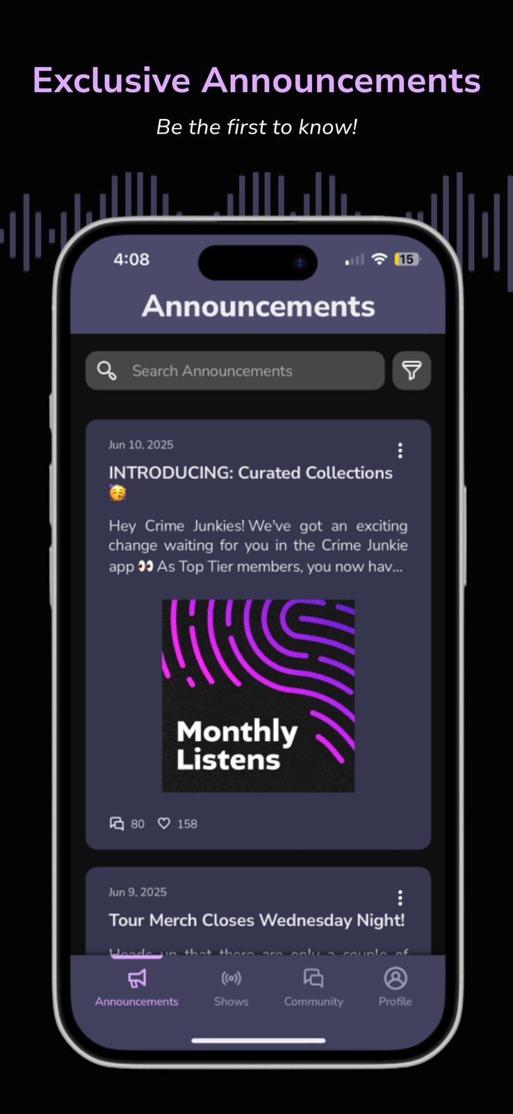 Crime Junkie Fan Club iphone screenshot 2