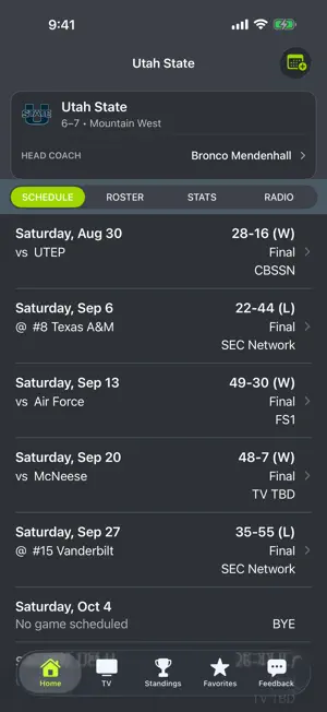 Utah State Football Schedules screenshot 1