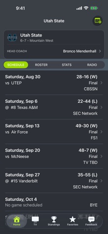 Utah State Football Schedules app screenshot
