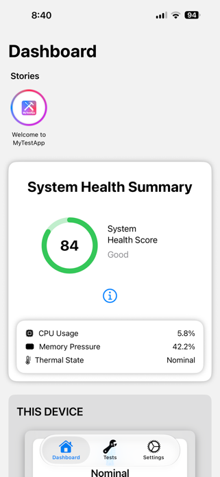 MyTestApp - Device Testing Screenshot 1 of 6