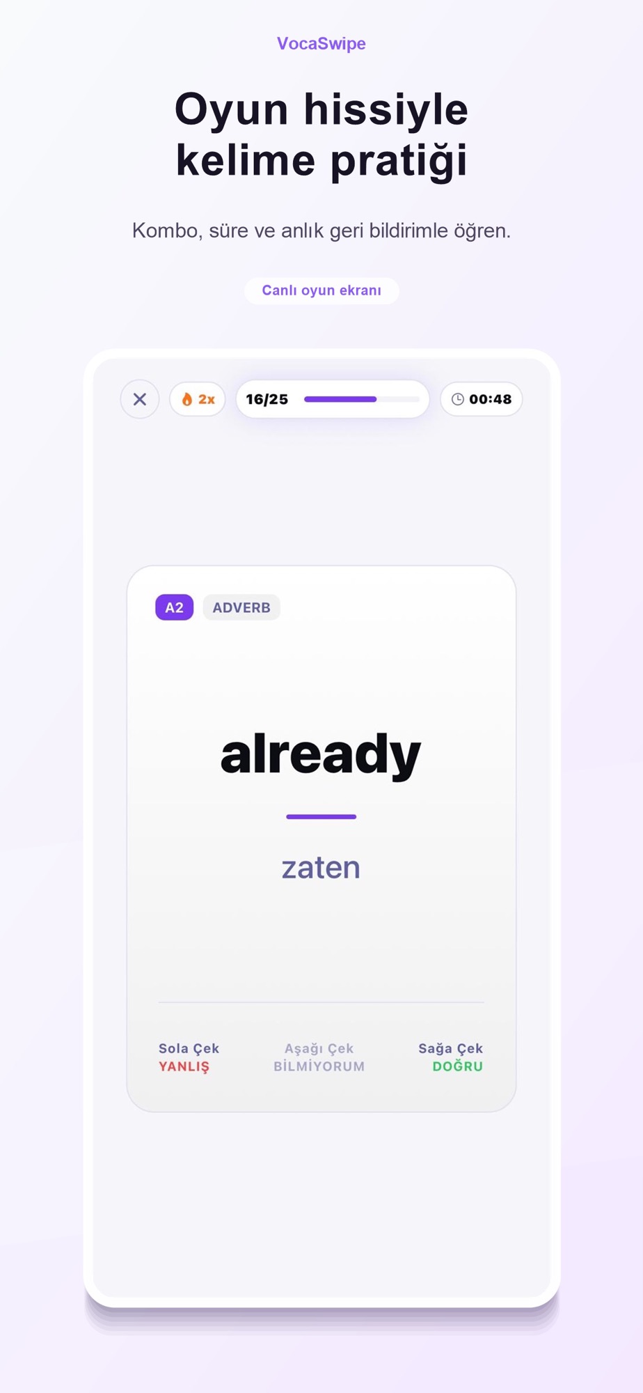 VocaSwipe: Kelime Pratiği screenshot 8