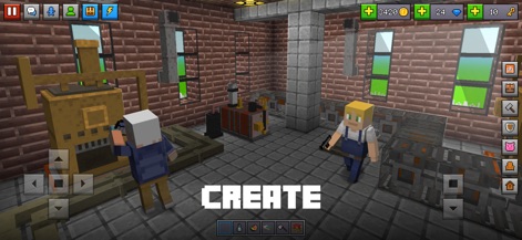 Block World 3D: Craft & Build - Observe how players utilize intricate crafting stations and interact with block-based machinery to create essential items in their personalized workshops.