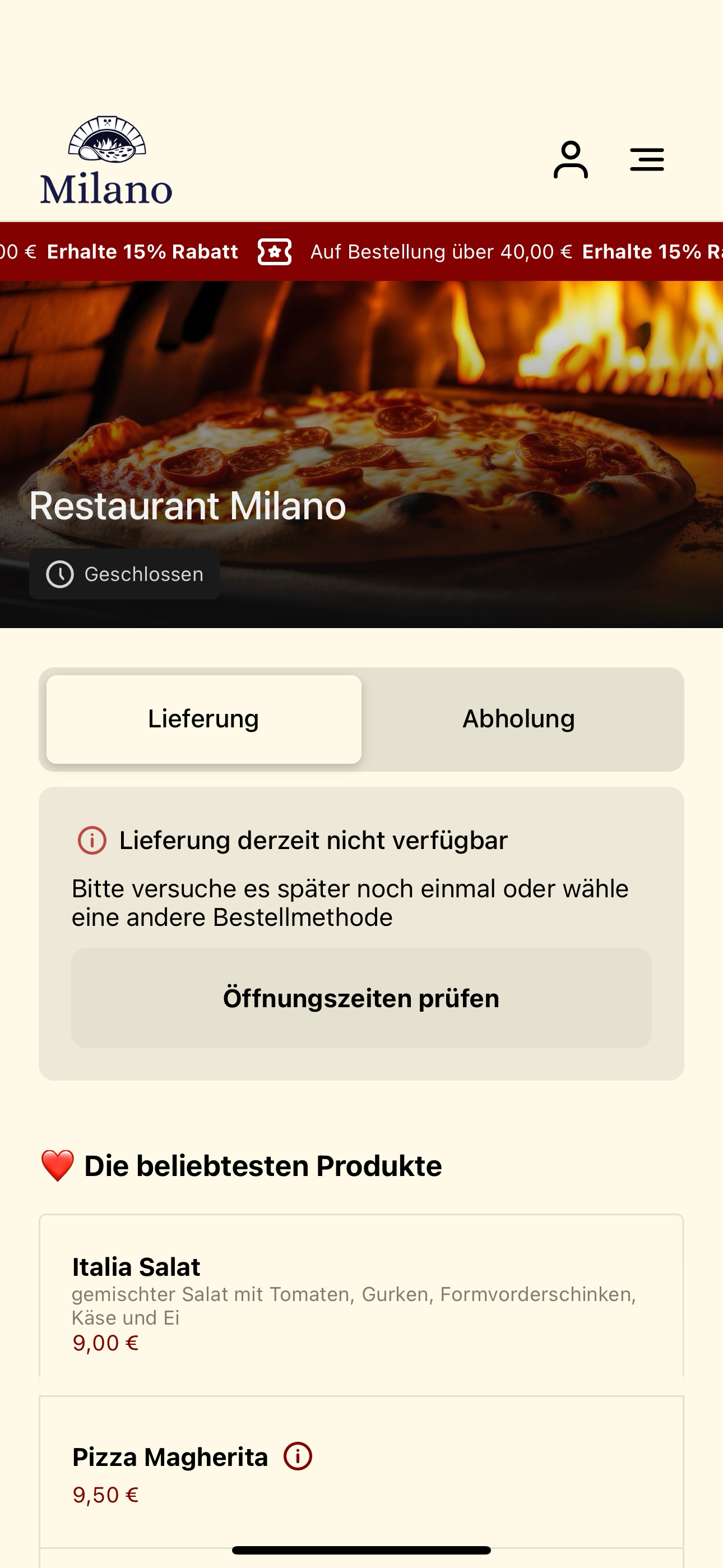 Restaurant Milano DE screenshot 3