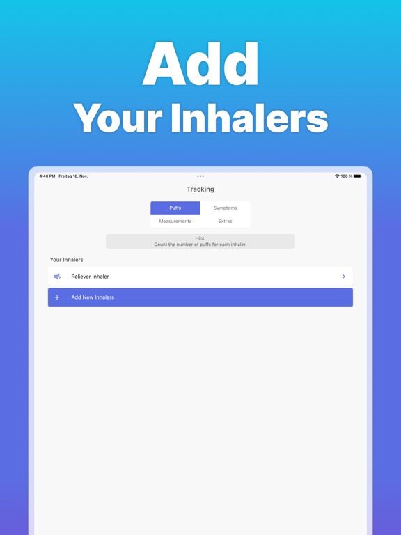 Asthma Tracker゜ iPad screenshot 4 - Lifestyle app