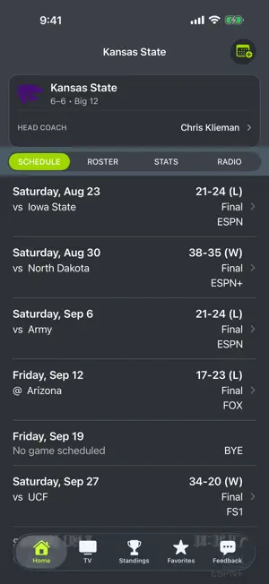 Kansas State Football Schedule screenshot 1