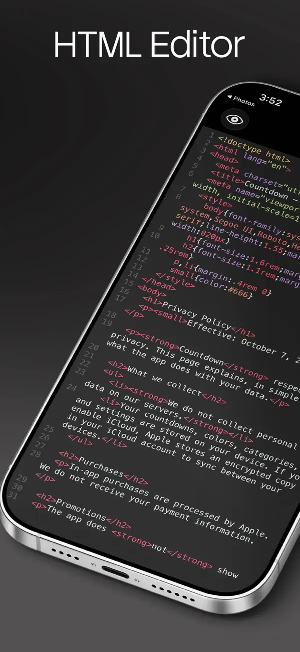 #1. HTML Editor® (iOS) Podle: Tue Nguyen Minh