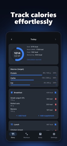 GiFit: Calorie Counter Gym Log iPhone screenshot