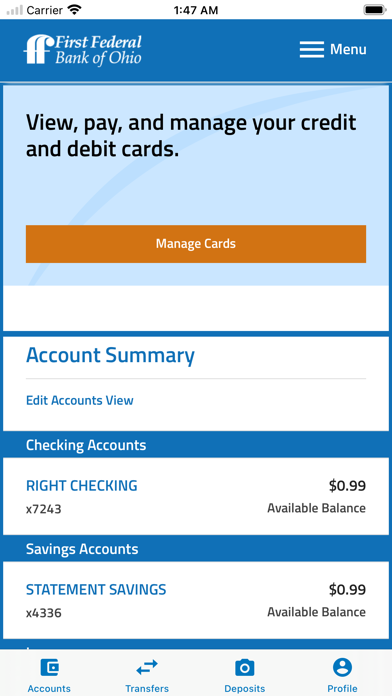 First Federal Bank of Ohio Screenshot