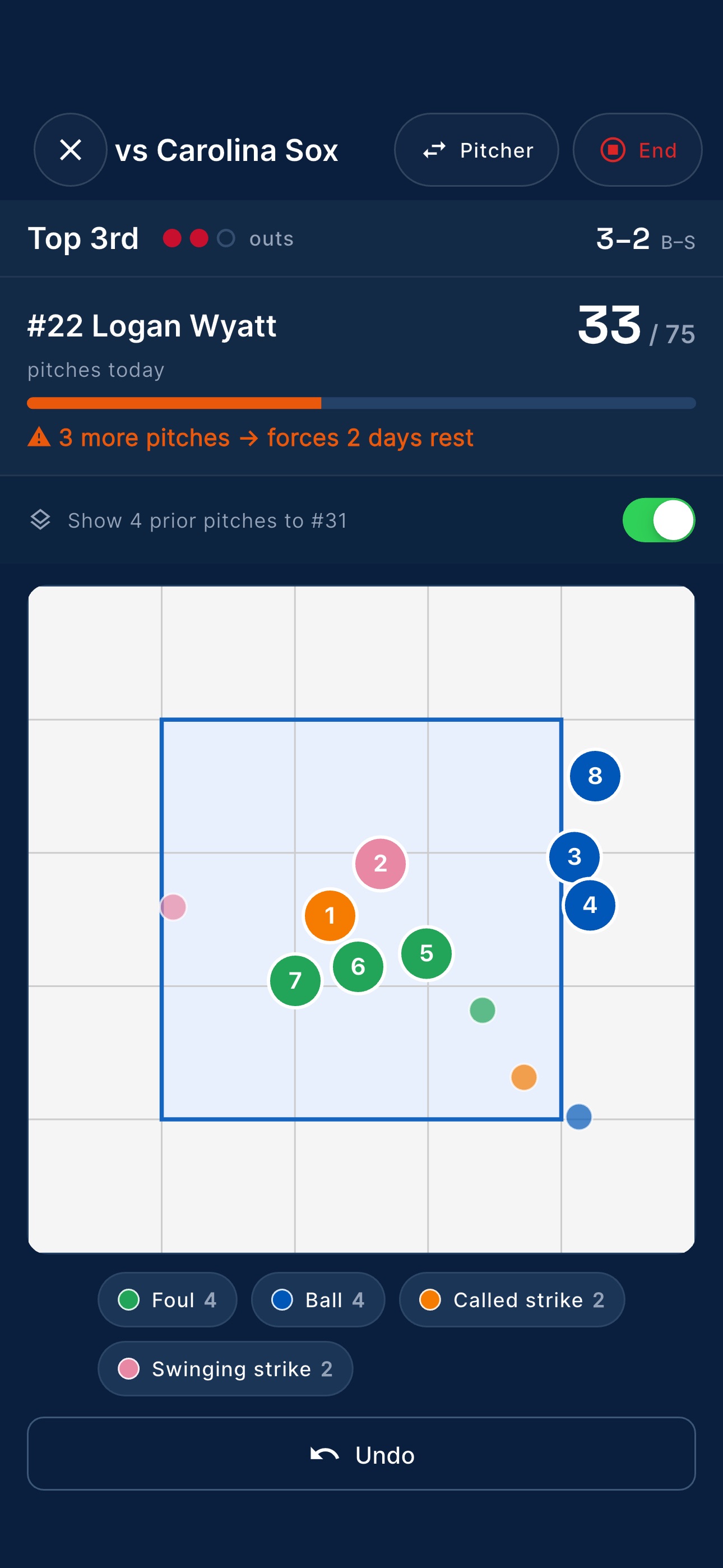 Screenshot 5 of Bullpen Dude: Pitch Tracker