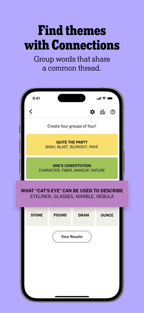 NYT Games: Wordle & Crossword - Challenge your associative thinking by grouping words into common themes, enhanced by helpful revealed category explanations.