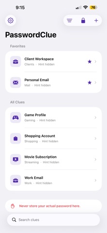 PasswordClue Screenshot 1 of 7