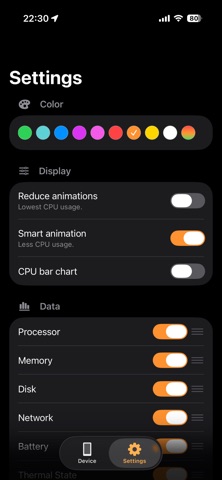 Stats Panel - System Monitor iPhone screenshot