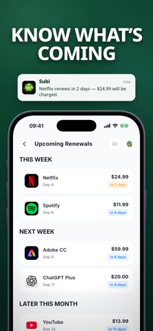 Subscription Tracker - Subi iPhone screenshot
