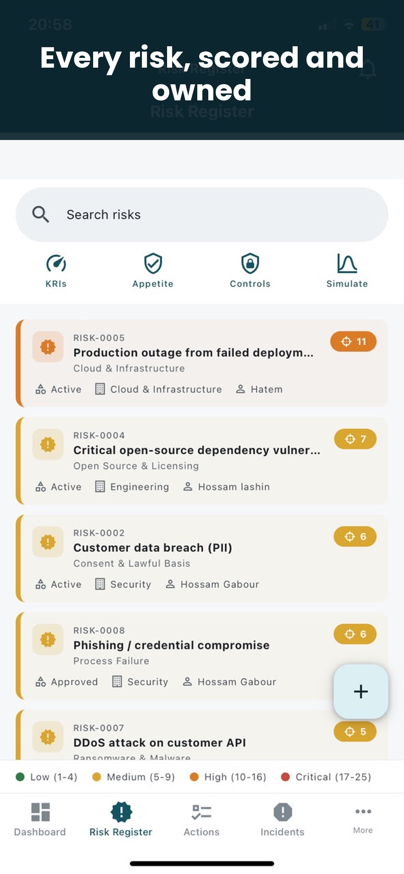 Screenshot 2 of Rukn ERM Risk Register