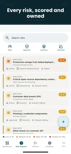 Rukn ERM Risk Register screenshot 2