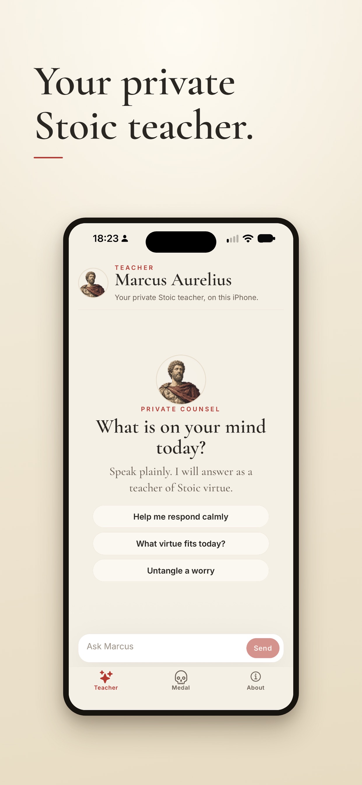 Screenshot 1 of Marcus: Stoic AI Mentor