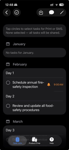 Restaurant Task List screenshot