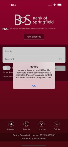 BOS Mobile Banking Screenshot 1 of 2