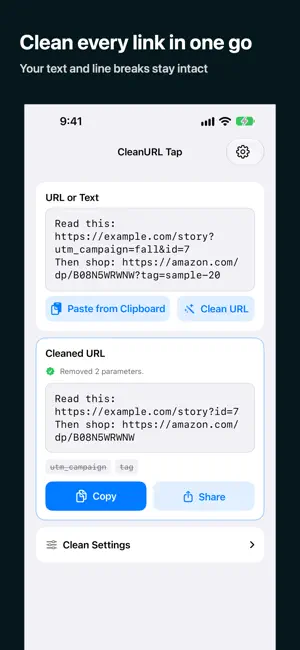 CleanURL Tap: Remove Tracking screenshot 3
