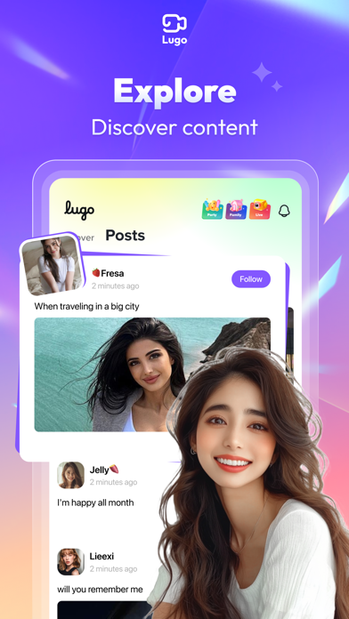 Lugo -Group Voice Party iPhone screenshot 3 - Entertainment app