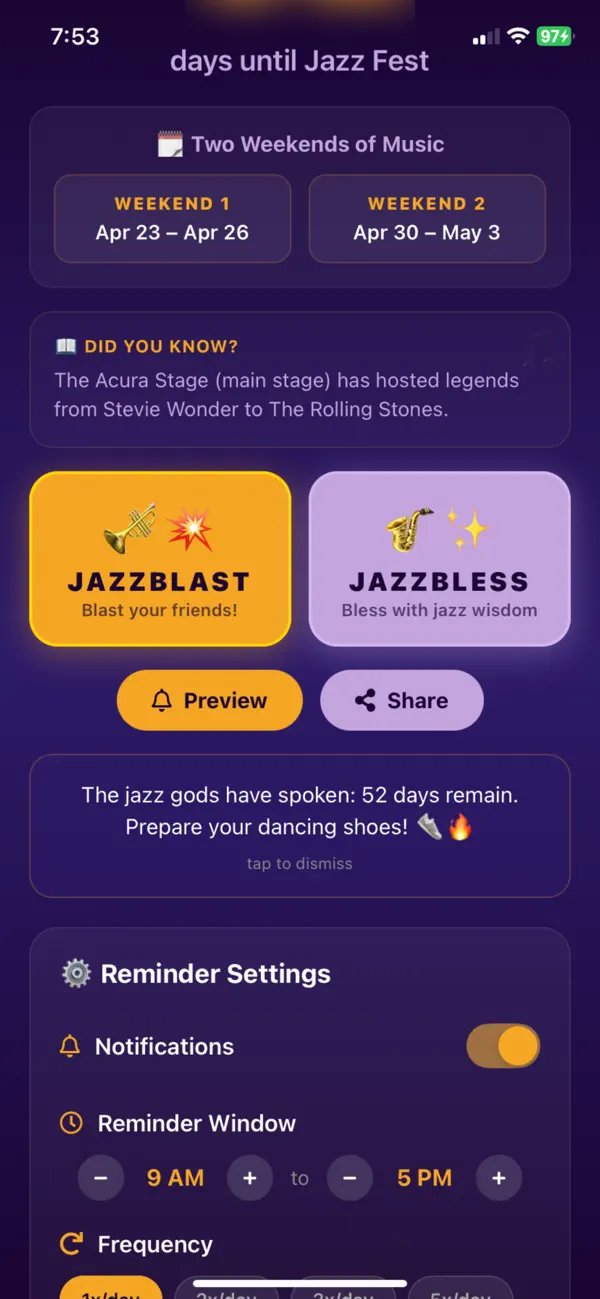Screenshot #1 pour It's Just About Jazz Fest