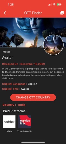 OTT Movie Finder iPhone screenshot