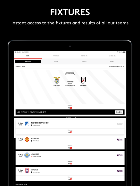 Official Fulham FC App iPad screenshot 5 - Sports app