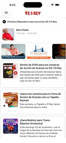 93.1 El Rey Radio App iPhone screenshot