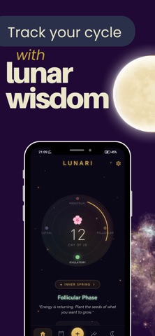 Lunari - Period & Moon Cycle iPhone screenshot