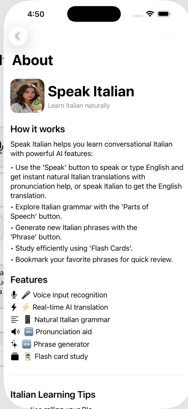 Screenshot #3 pour Ai Learn to Speak Italian