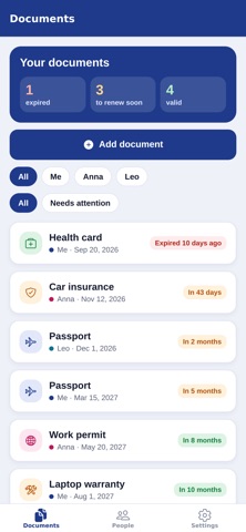 Vencio: Document Expiry screenshot 1