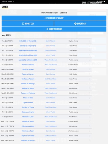 BT Basketball Stats iPad screenshot
