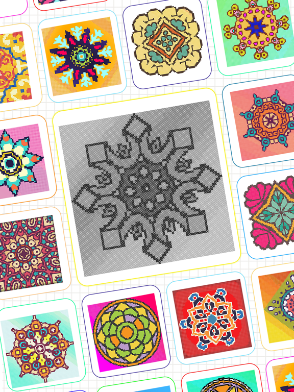 Mandala Cross Stitch Coloringのおすすめ画像5