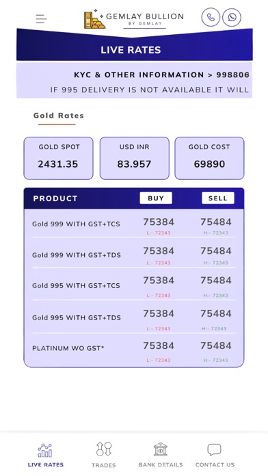 Gemlay Bullion Screenshot