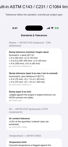 PourLog: Concrete Test Log screenshot