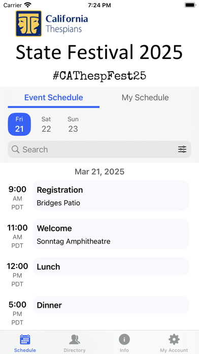 CA Thespian Festival 2025 iPhone screenshot 1 - Social Networking app