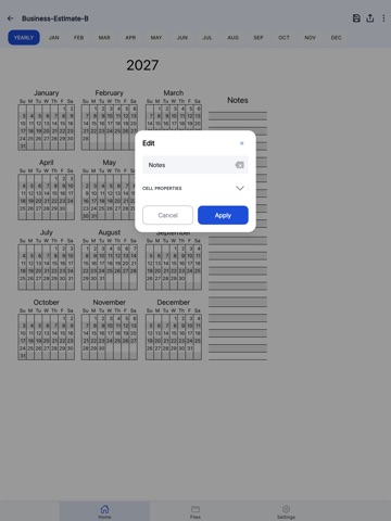 2027 Calendar Notes iPad screenshot