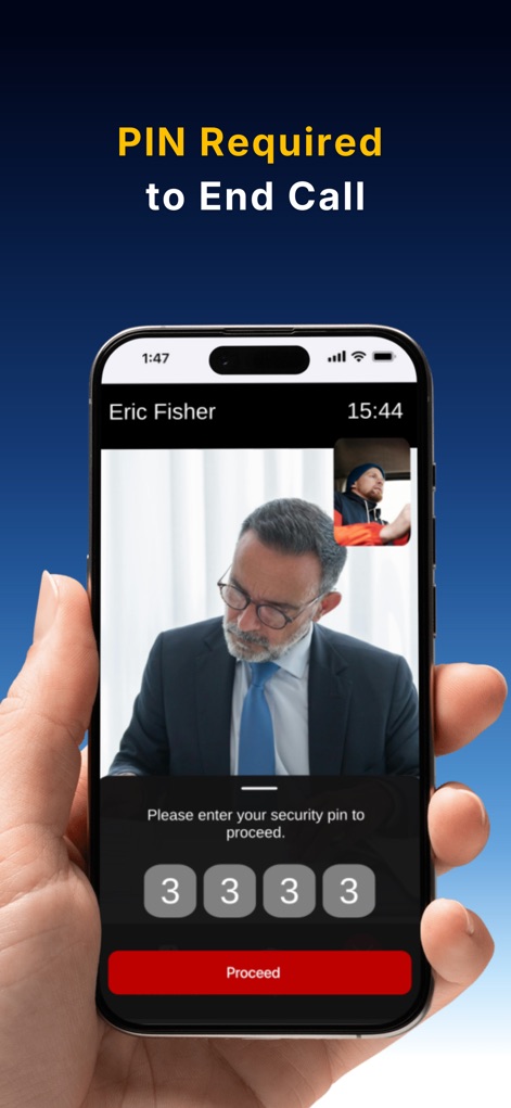 Attorney Shield Inc - To ensure user privacy, the app requires a security PIN entry via a numeric keypad before terminating a live video call.