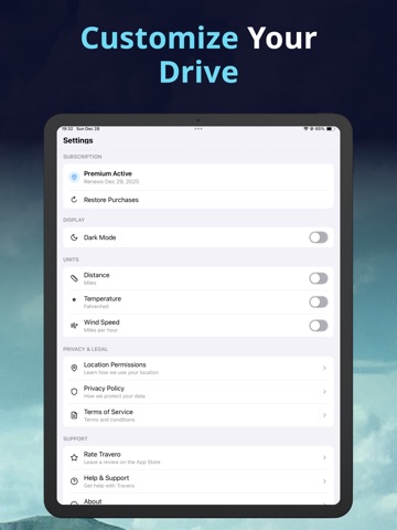 Drive Weather Forecast Travero iPad screenshot