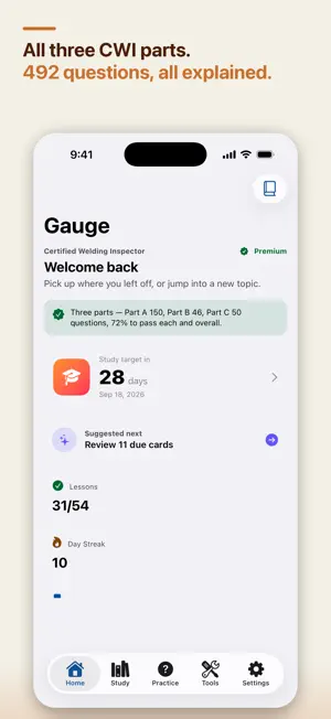 Gauge: Welding Inspector Prep screenshot 1