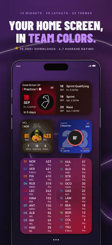Purple Sector: F1 Widgets screenshot 3 of 9