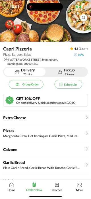 Capri Pizzeria. Screenshot 2 of 4