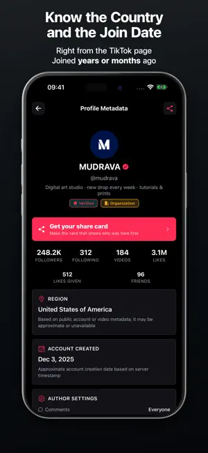 Profile Origin: Country & Date screenshot 1