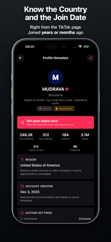 Profile Origin: Country & Date Screenshot 1 of 7