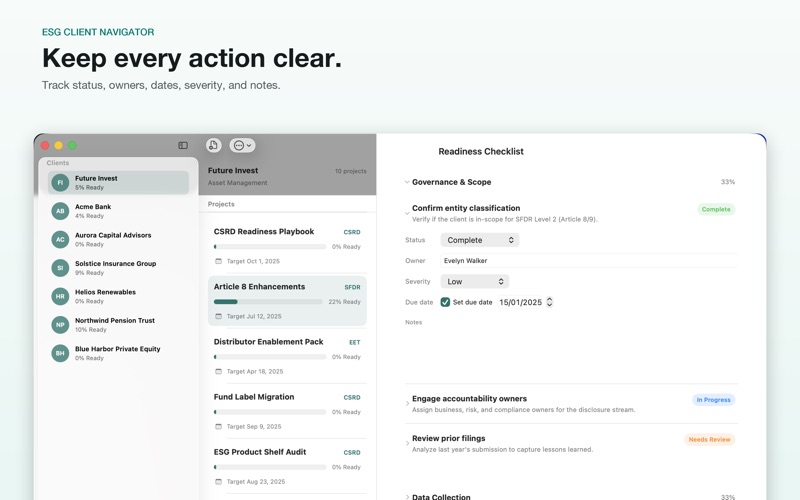 ESG Client Navigator screenshot